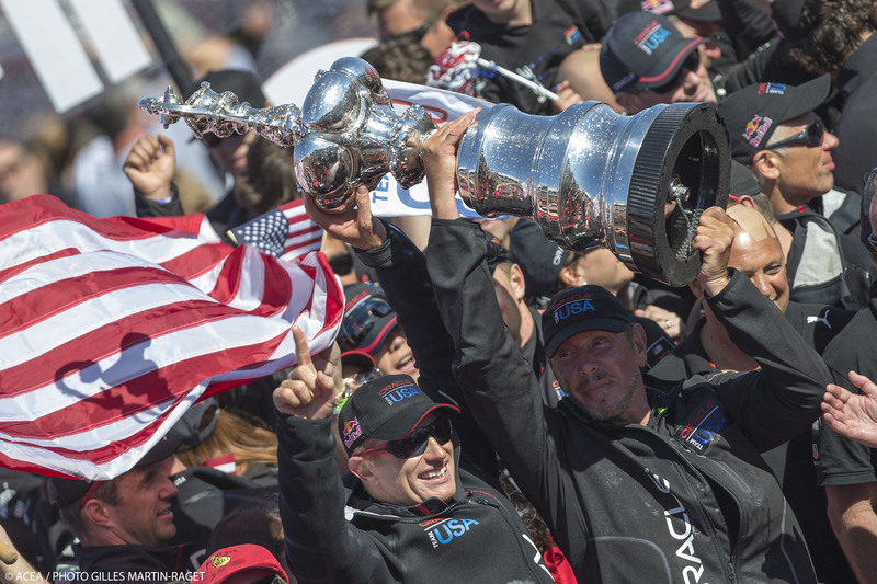 trophy in hand - photo: gilles martin-raget, courtesy of the america's cup event authority