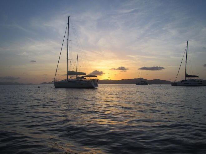 sailing sunset, british virgin islands